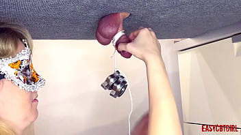 Preview 2 of Ind Ssxxxxx - Stepsister plays with a dick on a milking board and hangs various objects from it AnnyCandy Painboy