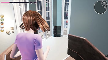Preview 2 of Japan Chaet - My Lust Wish [SFM Hentai game] Ep.2 Student university girl naked shower