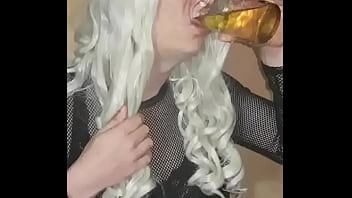 Preview 4 of Money Sex At Publiv - bisexual crossdressing gay mark wright swollowing a glass full of his own piss while his girlfriend stands there and films it on her phone