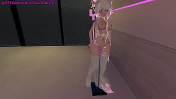Preview 4 of Papi Dame Cono - Shy Catgirl Puts on a Show for you ️solo Masturbation in Virtual Reality [VRchat] 3d Hentai Camgirl