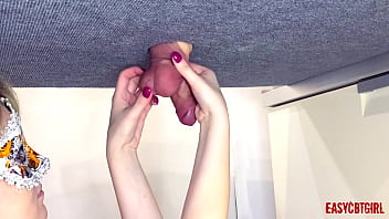 Preview 4 of Xxx Vobie - Stretching the testicles to my boyfriend,  I want the balls to hang down to the knee AnnyCandy Painboy