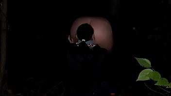 Preview 1 of Big Black Mama Sex - Ass licking in public in dark forest - Lesbian Illusion Girls