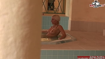 Preview 2 of Shared Men - Blonde slut with natural tits anal fucked in a spa