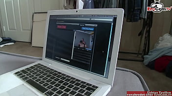Preview 2 of Mom Hot And Boy Son - Skinny slut in fishnet stockings fuck in front of the webcam
