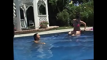Preview 2 of Noelle Easton Dp - Young lesbians lick pussies in swim pool
