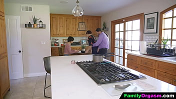 Preview 3 of Kira Kosarin Lesbian Sex - FamilyOrgasm - Old Man Fucks his Daring Strp Daughter and Wife while she Cooks Spaghetti