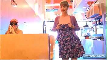 Preview 2 of Celebrity Rape Compilation - Sexy teen blonde amateur Alana finger fuck her juicy pussy in public and loves it