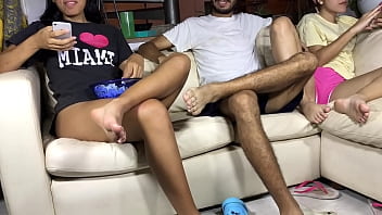 Preview 1 of Brazil Asses Anal - They Started to Fuck While We Were Watching TV - Mariangel&#039_s Fucking Next To Her Roommates In the Living Room