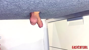 Preview 2 of Offec Hot - Pervert girl stretches dick with balls on the milking table AnnyCandy Painboy