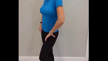 Preview 2 of Hotel Sexy Fuck - Black Yoga Pants &amp_ Blue Compression Shirt Try On