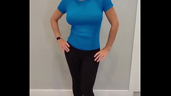 Preview 3 of Hotel Sexy Fuck - Black Yoga Pants &amp_ Blue Compression Shirt Try On