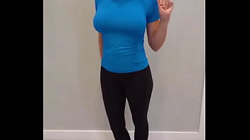Preview 1 of Hotel Sexy Fuck - Black Yoga Pants &amp_ Blue Compression Shirt Try On