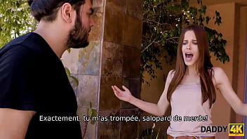 Preview 1 of Pink Smally - DADDY4K. Une jeune fille maigre chevauche la bite du p&egrave_re de son copain et obtient satisfaction