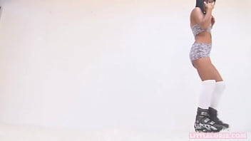 Preview 1 of Dominicana Amelia Vega - Little Lorie Skating gets Naked