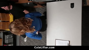 Preview 1 of Bdsm Femdom Nipple Chewing - Busty Female Guard Fucks Young Guy For Shoplifting