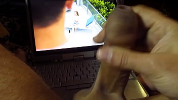 Preview 1 of Brette Rosie - young guy watches porn fucking and jerks off a fat dick until he cums