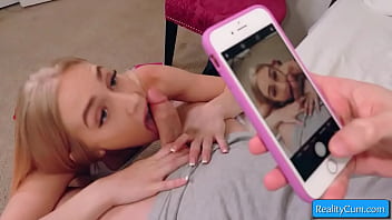 Preview 1 of Xxx Dariel - Cutie blonde teen Emma Straletto filmed with phone while giving amazing wet blowjob to her boyfriend