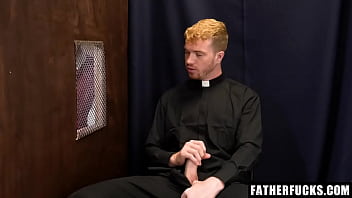 Preview 1 of Hallo Pron - Cute Twink Fucked in Confession Room For His Sins
