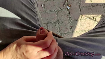 Preview 1 of Japanese Boobs Bite - Teacher jerks off a student&#039_s cock in a park with people walking around - MissCreamy