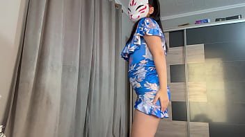 Preview 1 of Xxx Rasia Pporn - I really like to play with my pussy in a blue mini skirt,  I show my sharp pussy and enjoy my creamy pussy babe hot
