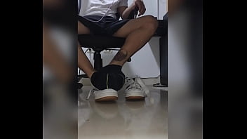 Preview 2 of Mom And Son Outdoors Tuoore - Student shows his FEET while in virtual classes