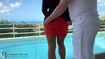 Preview 1 of Sis And Bro Fuking Fast Tume - real estate businesswoman risky outdoor fucked in public - luxury mansion and pool area,  business-bitch