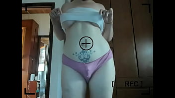 Preview 2 of Girl Girls Sex - Italian stepmother hides a big cock under her panties. Do you want to spy on her too?