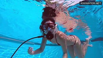 Preview 2 of Mf Mutual Masturbation - Hungarian pornstar Lana Tanga orgasming underwater