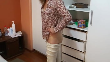 Preview 2 of Auntys Vergin Sex - Colombian mature comes home from work very excited,  shows off and touches herself,  asks her to fuck a well-endowed young Latino