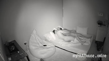 Preview 1 of Airhosstes Airline - Spying on two hunks in the bedroom reality show