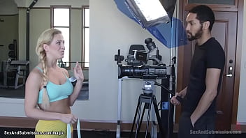 Preview 1 of Mom And Teen With Son - Bound busty fitness instructor fingered