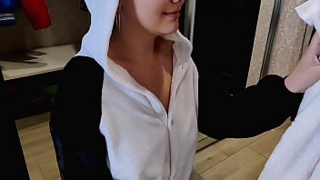 Preview 1 of Japanese Old Man Prostate Exam - Stepsister hid in the closet to catch me and get all the sperm