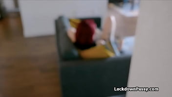 Preview 1 of Lapdance With Kissing - Redhead roomie kept masturbating so I fucked her