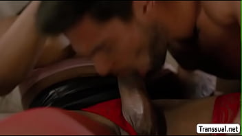 Preview 2 of Mature Oh Alex - Transbabe gets her shecock suck by dude