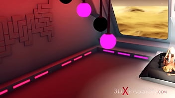 Preview 4 of Many Drinking - Sci-fi sex in a space station. 3d dickgirl plays with a hot blonde