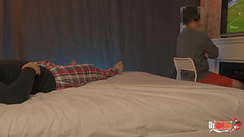 Preview 1 of Uk Mos - Cheated on her husband with his best friend while her husband was watching football! Cuckold husband saw us