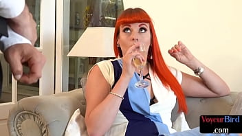 Preview 1 of Arab Modher - Curvy ginger voyeur in lingerie watching jerking guy