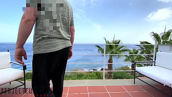 Preview 1 of Charlotte Vale Anal Clair - summer terrace people watching - risky public outdoor sex close to the neighbors,  projectfundiary