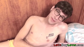 Preview 2 of Virgins First Anal - Cute stud in glasses tasting his roommates hard cock