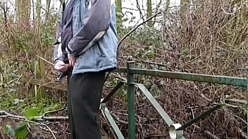 Preview 1 of Al Kg - Wet Weather Clothes On For A Nice Wank On A Disused Walkway But Still Risky