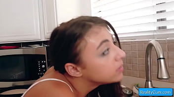 Preview 1 of La Put Malika - Naughty teen slut Gabbie Carter get her juicy pussy pounded hard from behind in the kitchen floor