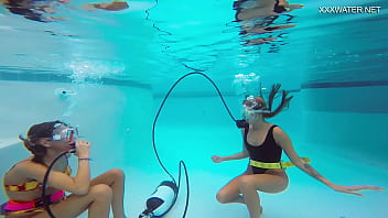 Preview 2 of Big Milk Gym - Katya Nakolkina with another girl in the pool