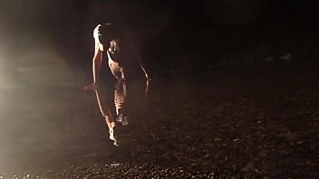 Preview 2 of Exxxtrasmall Teacher - bdsm exhib sur la route une nuit de pluie