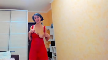 Preview 1 of Rakhi Savan India Xxx Videos - Hot striptease. Myla Angel in red dress,  pussy spreading,  fingering,  playing with tits!