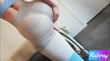 Preview 1 of Teemskit Com - Nympho Yoga Babe Ride Cock In Ripped Leggings - Rubiray