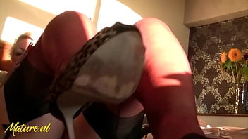 Preview 1 of Im Fenster Eingeklemmt Gefickt - Horny British Housewife Double Penetrating Herself With Her Favorite Toys