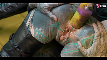 Preview 1 of Cuddling Craving - tattoo girl get ANAL fucked by MACHINE and Dominatrix - GAPE,  Prolapse,  big dildos,  ATM,  fuckmachine - Anuskatzz - ZF011