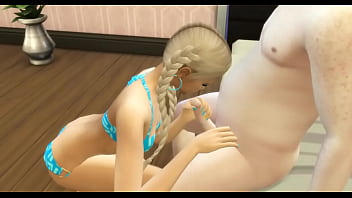 Preview 2 of Xxx Stinky Socks - Sexy Blonde Makes Old Man&#039_s Dream Come True - Sims 4