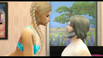 Preview 1 of Xxx Stinky Socks - Sexy Blonde Makes Old Man&#039_s Dream Come True - Sims 4