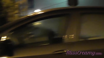 Preview 2 of Brandi Mae Bodybuilder - Sharing my slut wife with a stranger in car in front of voyeurs in a public parking lot - MissCreamy